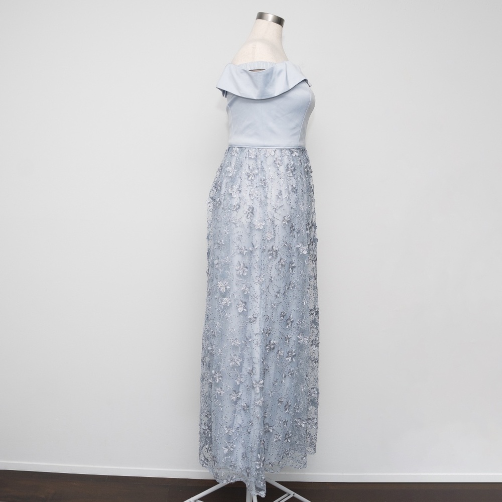 Adrianna Papell - Off Shoulder Floral Embroidered Dress - Picture 3 of 13